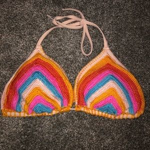 Multicolored Crochet Xhilaration Bikini Top